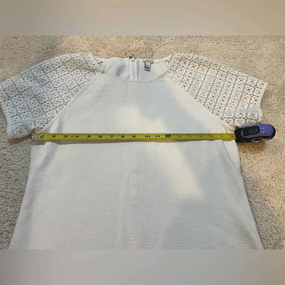 J. Crew White Lace Sleeve Tee